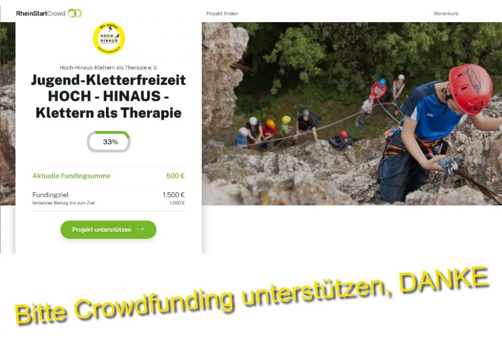 RheinCrowd - Rheinenergie Crowdfunding Kletterfreizeit HOCH - HINAUS - Klettern als Therapie e.V. in Köln