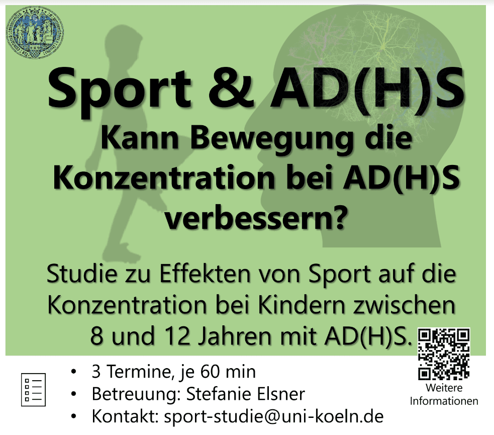 Studie "Sport und ADHS" - Freiwillige gesucht, Universität zu Köln